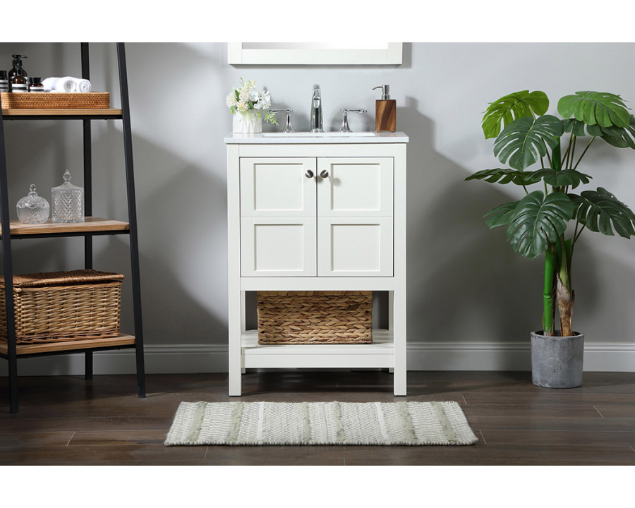 Elegant Bathroom Vanity - White (VF16424WH)