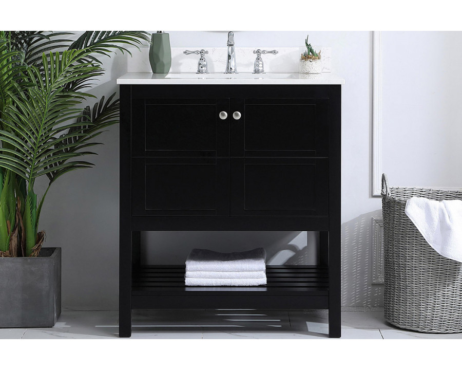 Elegant Bathroom Vanity - Black (VF16430BK-BS)