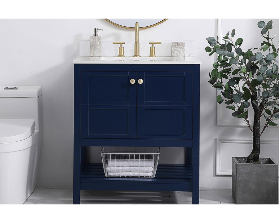 Elegant Bathroom Vanity - Blue (VF16430BL-BS)