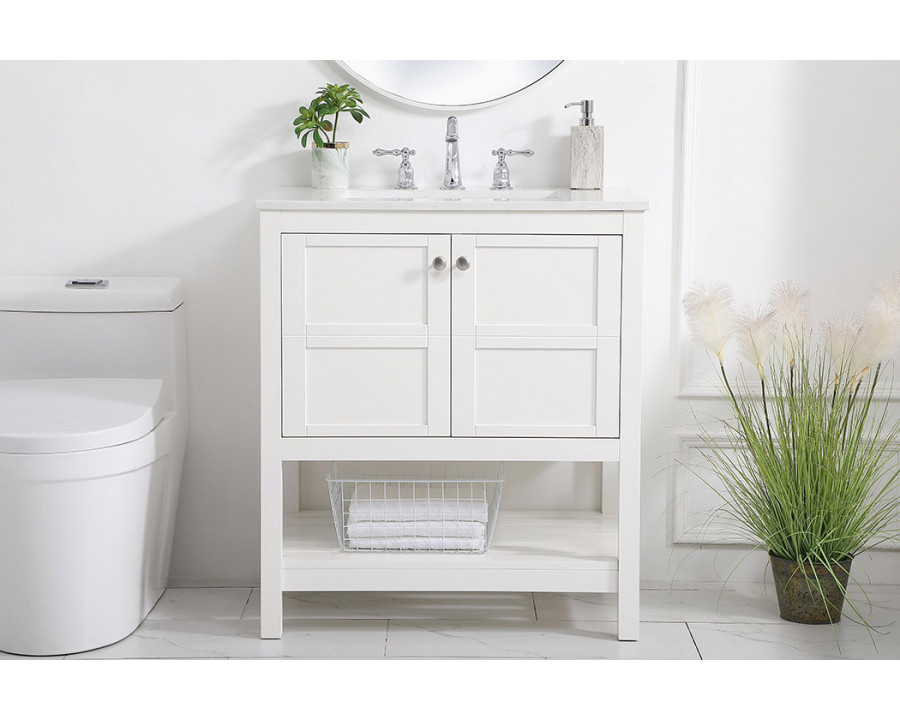 Elegant Bathroom Vanity - White (VF16430WH)