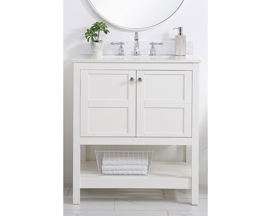 Elegant Bathroom Vanity - White (VF16430WH-BS)