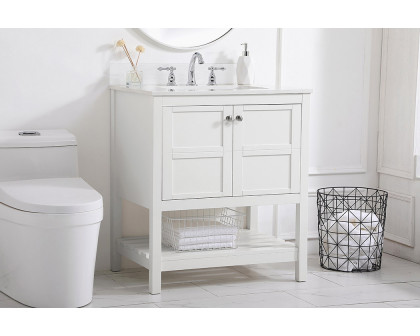 Elegant Bathroom Vanity - White (VF16430WH-BS)