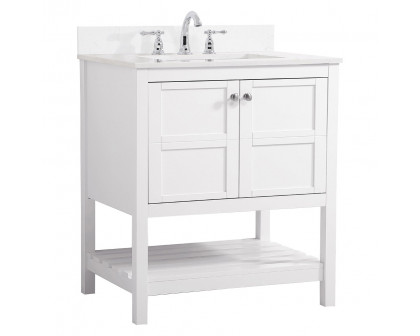 Elegant Bathroom Vanity - White (VF16430WH-BS)