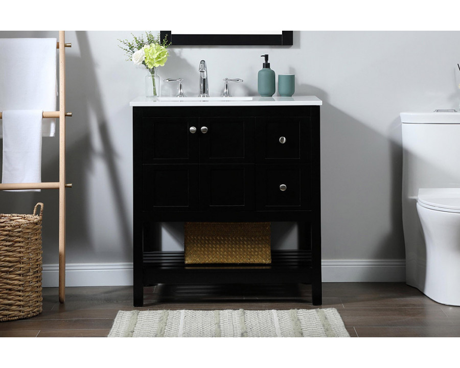 Elegant Bathroom Vanity - Black (VF16432BK)