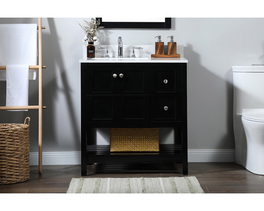 Elegant Bathroom Vanity - Black (VF16432BK-BS)