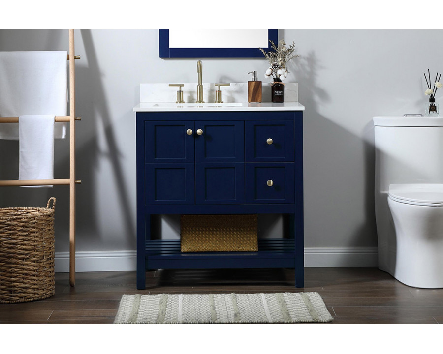 Elegant Bathroom Vanity - Blue (VF16432BL-BS)