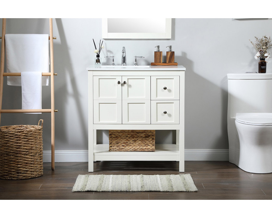 Elegant Bathroom Vanity - White (VF16432WH)