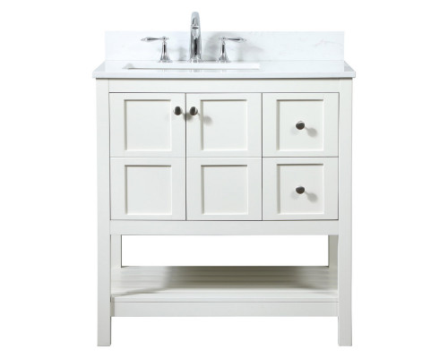 Elegant Bathroom Vanity - White (VF16432WH-BS)