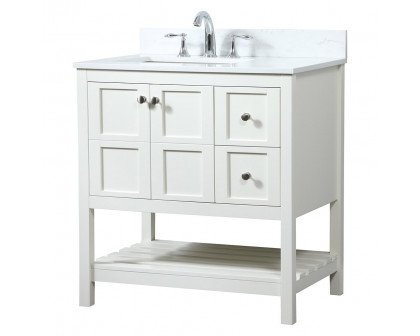 Elegant Bathroom Vanity - White (VF16432WH-BS)