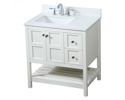 Elegant Bathroom Vanity - White (VF16432WH-BS)