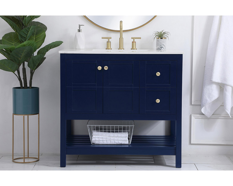 Elegant Bathroom Vanity - Blue (VF16436BL)