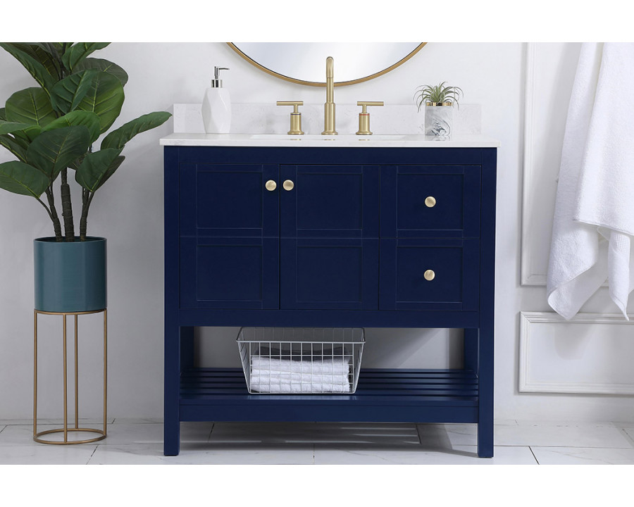 Elegant Bathroom Vanity - Blue (VF16436BL-BS)