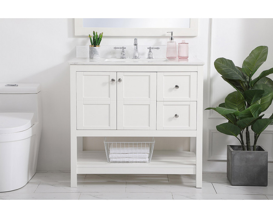 Elegant Bathroom Vanity - White (VF16436WH-BS)