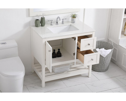 Elegant Bathroom Vanity - White (VF16436WH-BS)