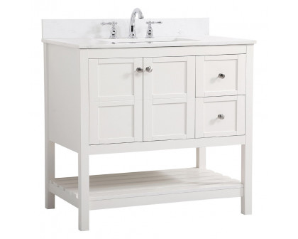 Elegant Bathroom Vanity - White (VF16436WH-BS)