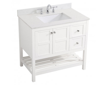 Elegant Bathroom Vanity - White (VF16436WH-BS)