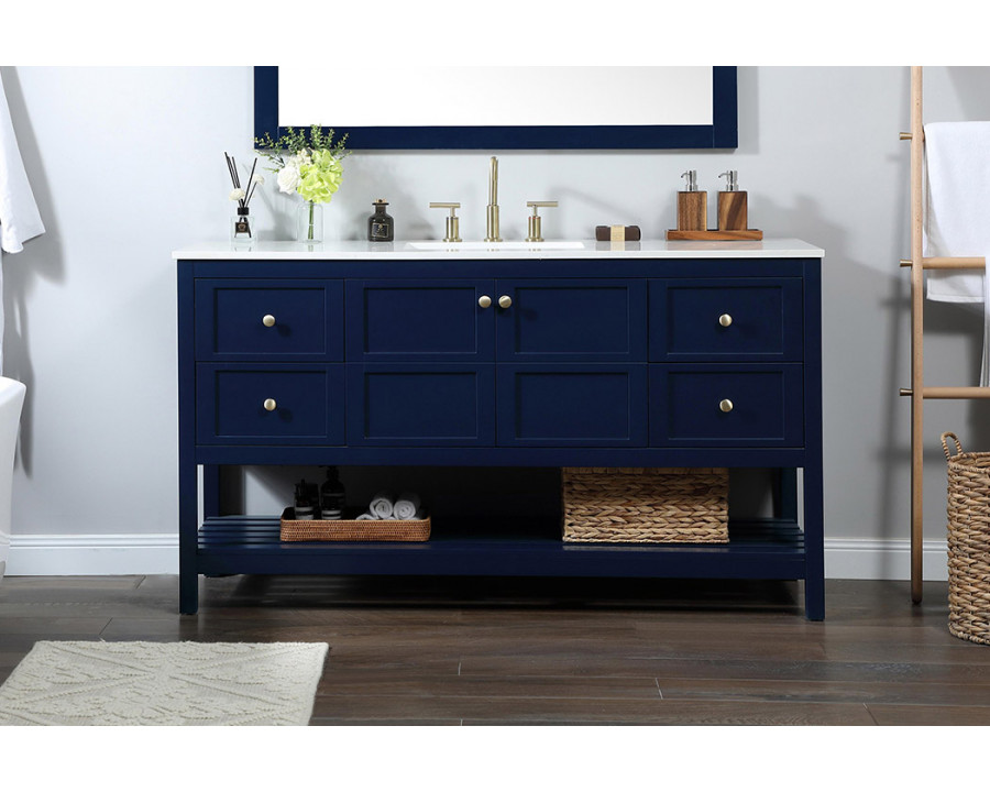 Elegant Bathroom Vanity - Blue (VF16460BL)