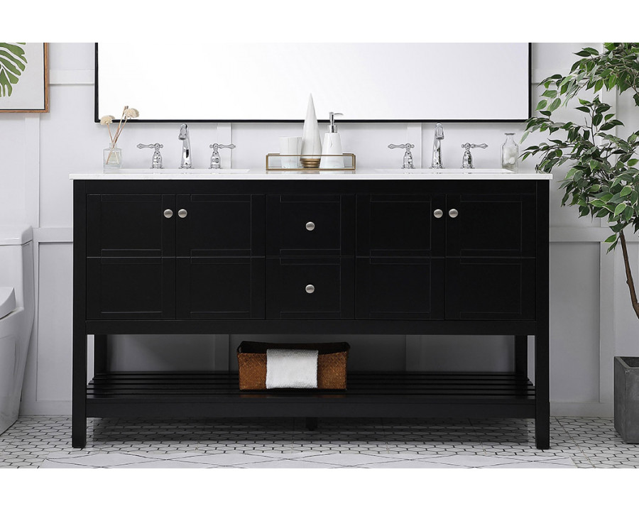 Elegant Bathroom Vanity - Black, L 60" (VF16460DBK)