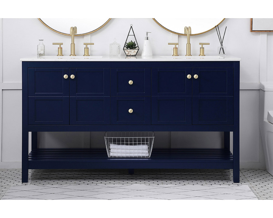 Elegant Bathroom Vanity - Blue, L 60" (VF16460DBL)