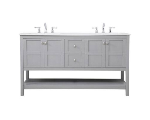 Elegant Bathroom Vanity - Gray, L 60" (VF16460DGR)