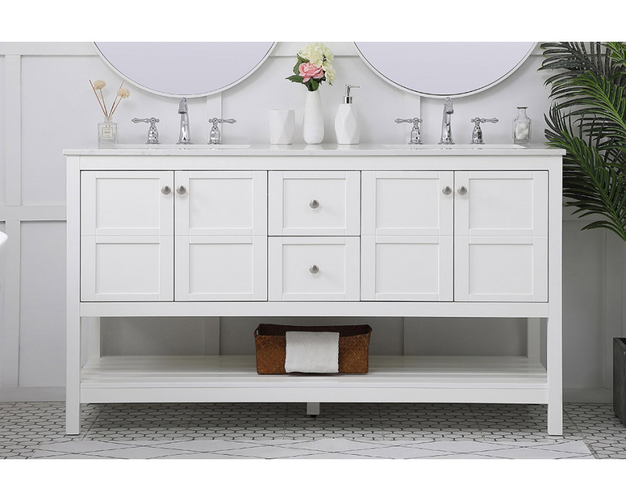 Elegant Bathroom Vanity - White, L 60" (VF16460DWH)