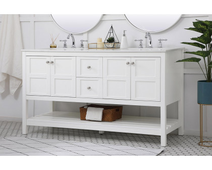 Elegant Bathroom Vanity - White, L 60" (VF16460DWH)