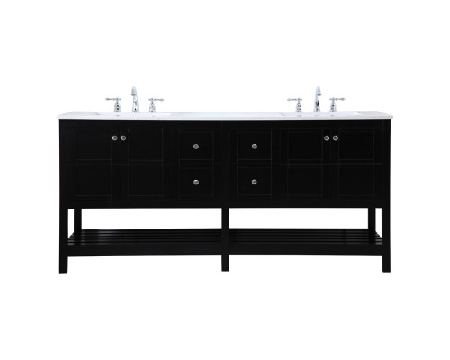 Elegant Bathroom Vanity - Black, L 72" (VF16472DBK)