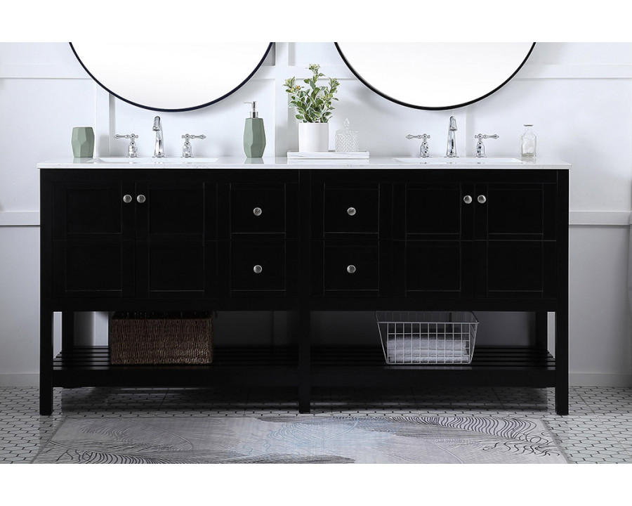 Elegant Bathroom Vanity - Black, L 72" (VF16472DBK)