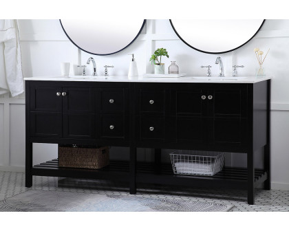 Elegant Bathroom Vanity - Black, L 72" (VF16472DBK)