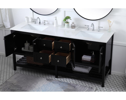 Elegant Bathroom Vanity - Black, L 72" (VF16472DBK)