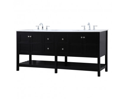 Elegant Bathroom Vanity - Black, L 72" (VF16472DBK)