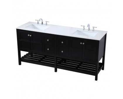 Elegant Bathroom Vanity - Black, L 72" (VF16472DBK)