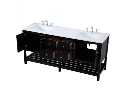 Elegant Bathroom Vanity - Black, L 72" (VF16472DBK)