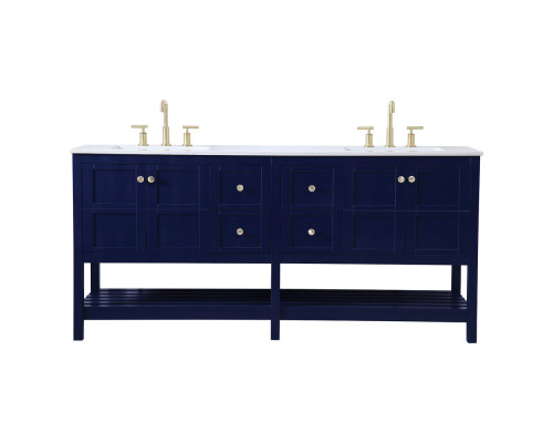 Elegant Bathroom Vanity - Blue, L 72" (VF16472DBL)