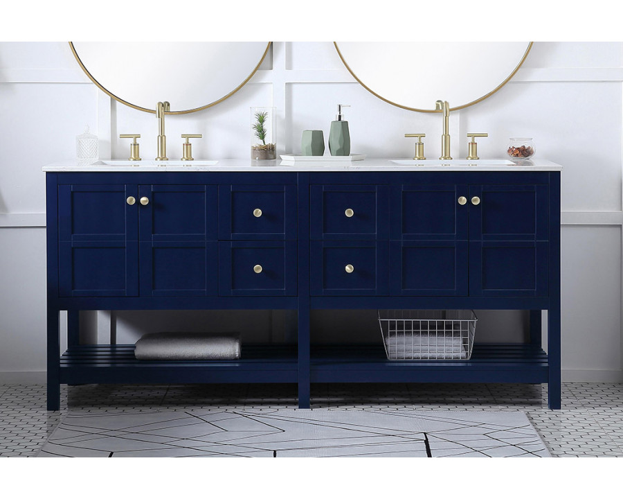 Elegant Bathroom Vanity - Blue, L 72" (VF16472DBL)