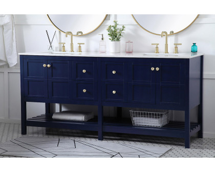 Elegant Bathroom Vanity - Blue, L 72" (VF16472DBL)