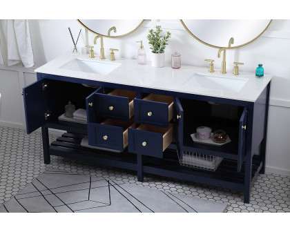 Elegant Bathroom Vanity - Blue, L 72" (VF16472DBL)