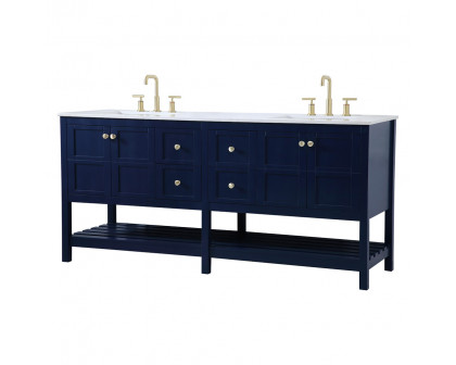 Elegant Bathroom Vanity - Blue, L 72" (VF16472DBL)