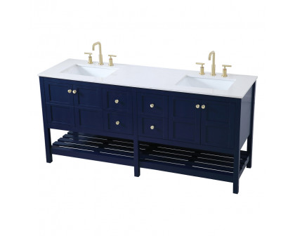 Elegant Bathroom Vanity - Blue, L 72" (VF16472DBL)