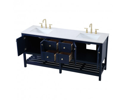 Elegant Bathroom Vanity - Blue, L 72" (VF16472DBL)