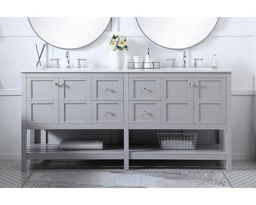 Elegant Bathroom Vanity - Gray, L 72" (VF16472DGR)