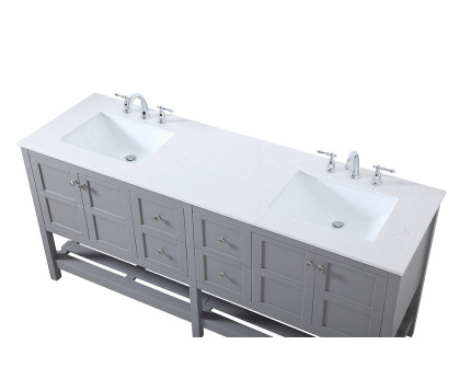 Elegant Bathroom Vanity - Gray, L 72" (VF16472DGR)