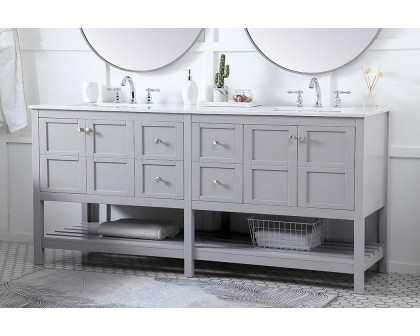 Elegant Bathroom Vanity - Gray, L 72" (VF16472DGR)