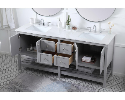 Elegant Bathroom Vanity - Gray, L 72" (VF16472DGR)