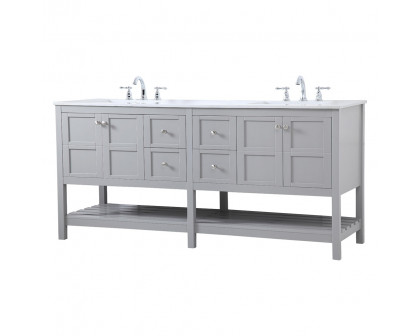 Elegant Bathroom Vanity - Gray, L 72" (VF16472DGR)