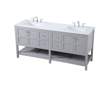 Elegant Bathroom Vanity - Gray, L 72" (VF16472DGR)