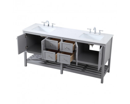 Elegant Bathroom Vanity - Gray, L 72" (VF16472DGR)