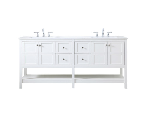 Elegant Bathroom Vanity - White, L 72" (VF16472DWH)