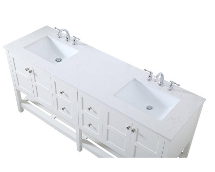 Elegant Bathroom Vanity - White, L 72" (VF16472DWH)