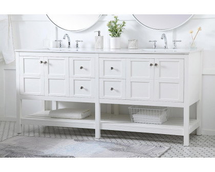 Elegant Bathroom Vanity - White, L 72" (VF16472DWH)